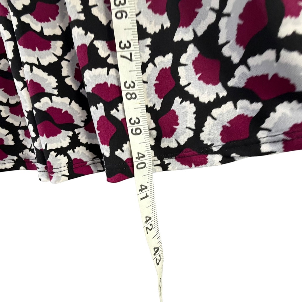 Leota Emma Knit Dress Womens S Magenta White Floral Fit Flare Faux Wrap Ruched - Picture 9 of 13